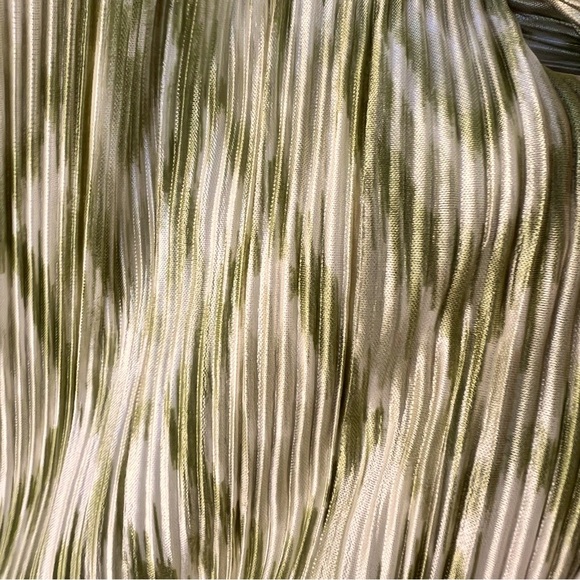 Almost Famous Plisse (crinkled) Striped Button Front Shirt 3X NWT Green Cream - Picture 2 of 5